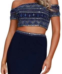 Formal Gowns Nox Anabel - C082 Two Piece Beaded Off-Shoulder Evening Dress