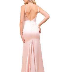 Nox Anabel - C302 Sleeveless Cowl Neckline Sheath Satin Gown
