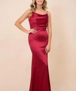 Nox Anabel - C302 Sleeveless Cowl Neckline Sheath Satin Gown 14 Nox Anabel - C302 Sleeveless Cowl Neckline Sheath Satin Gown