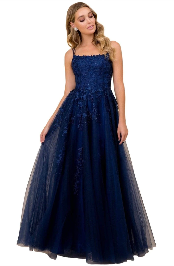 Nox Anabel - C415 Sleeveless Floral Embellishments Long Gown - 1 Pc Navy Blue In Size 10 Available 3 Nox Anabel - C415 Sleeveless Floral Embellishments Long Gown - 1 Pc Navy Blue In Size 10 Available