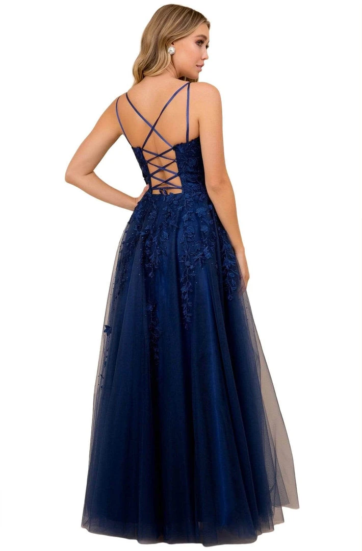 Nox Anabel - C415 Sleeveless Floral Embellishments Long Gown - 1 Pc Navy Blue In Size 10 Available 4 Nox Anabel - C415 Sleeveless Floral Embellishments Long Gown - 1 Pc Navy Blue In Size 10 Available