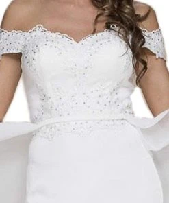 Nox Anabel - E014 Embellished Off-Shoulder Sheath Dress Formal Gowns 9 Nox Anabel - E014 Embellished Off-Shoulder Sheath Dress Formal Gowns