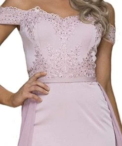 Nox Anabel - E014 Embellished Off-Shoulder Sheath Dress Formal Gowns 13 Nox Anabel - E014 Embellished Off-Shoulder Sheath Dress Formal Gowns