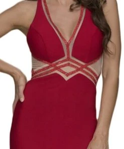 Formal Gowns Nox Anabel - E037 Deep V-Neck Racerback Sheath Evening Gown 15 Formal Gowns Nox Anabel - E037 Deep V-Neck Racerback Sheath Evening Gown