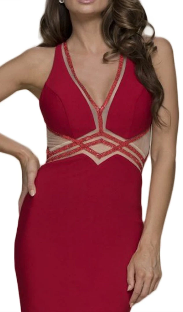 Formal Gowns Nox Anabel - E037 Deep V-Neck Racerback Sheath Evening Gown 9 Formal Gowns Nox Anabel - E037 Deep V-Neck Racerback Sheath Evening Gown