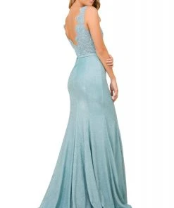 Nox Anabel - E373 Embroidered Scalloped V-neck Trumpet Dress Formal Gowns 13 Nox Anabel - E373 Embroidered Scalloped V-neck Trumpet Dress Formal Gowns