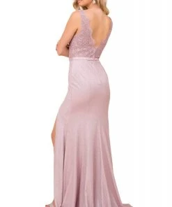 Nox Anabel - E373 Embroidered Scalloped V-neck Trumpet Dress Formal Gowns 11 Nox Anabel - E373 Embroidered Scalloped V-neck Trumpet Dress Formal Gowns