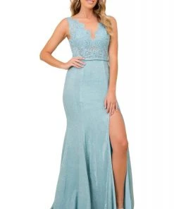 Nox Anabel - E373 Embroidered Scalloped V-neck Trumpet Dress Formal Gowns 12 Nox Anabel - E373 Embroidered Scalloped V-neck Trumpet Dress Formal Gowns