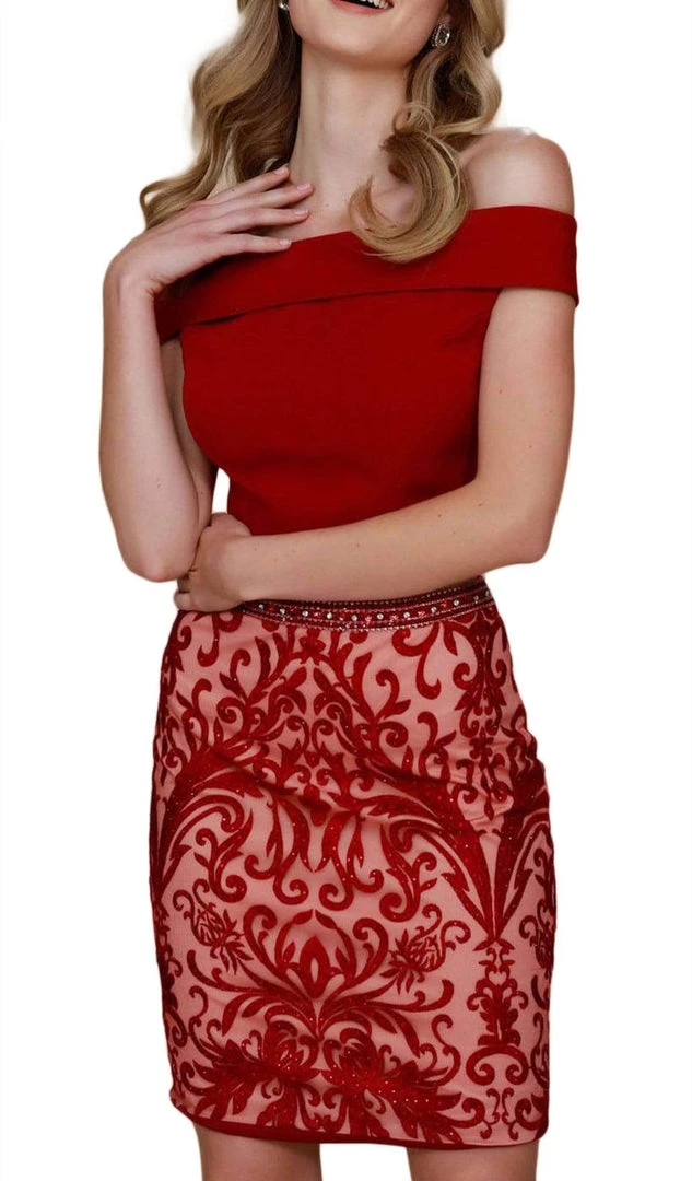 Nox Anabel - E664 Two Piece Crystal Beaded Embroidered Fitted Dress 4 Nox Anabel - E664 Two Piece Crystal Beaded Embroidered Fitted Dress