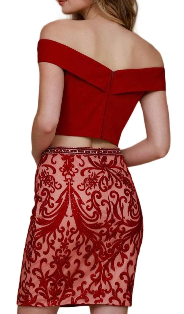 Nox Anabel - E664 Two Piece Crystal Beaded Embroidered Fitted Dress 6 Nox Anabel - E664 Two Piece Crystal Beaded Embroidered Fitted Dress