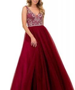 Formal Gowns Nox Anabel - G087 Jeweled Lattice Bodice A-Line Gown