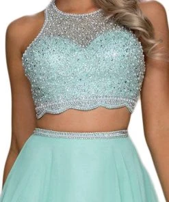 Formal Gowns Nox Anabel - G095 Two Piece Beaded Halter Chiffon A-line Dress 11 Formal Gowns Nox Anabel - G095 Two Piece Beaded Halter Chiffon A-line Dress