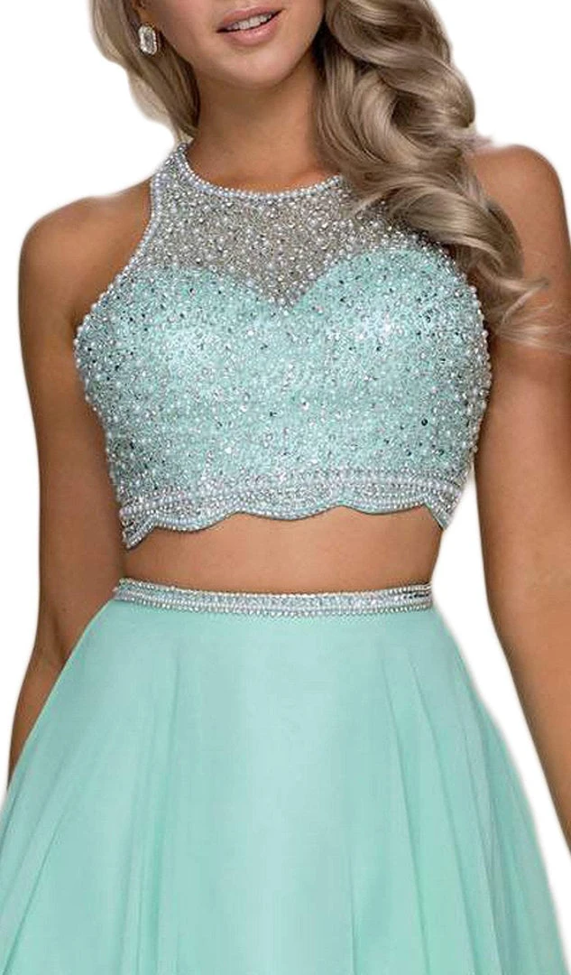 Formal Gowns Nox Anabel - G095 Two Piece Beaded Halter Chiffon A-line Dress 5 Formal Gowns Nox Anabel - G095 Two Piece Beaded Halter Chiffon A-line Dress