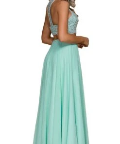 Formal Gowns Nox Anabel - G095 Two Piece Beaded Halter Chiffon A-line Dress 10 Formal Gowns Nox Anabel - G095 Two Piece Beaded Halter Chiffon A-line Dress
