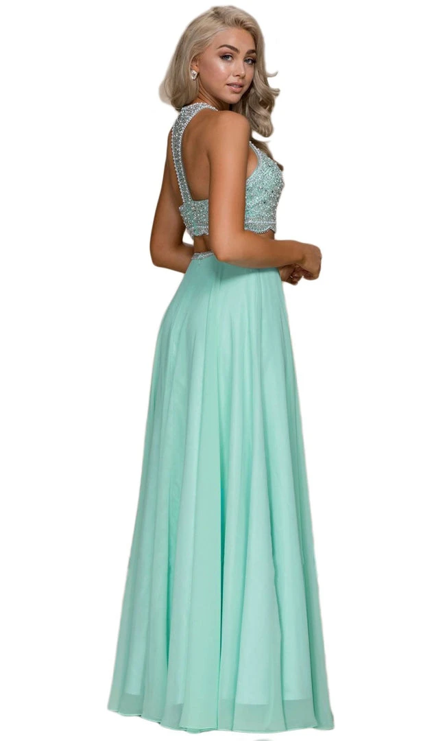 Formal Gowns Nox Anabel - G095 Two Piece Beaded Halter Chiffon A-line Dress 4 Formal Gowns Nox Anabel - G095 Two Piece Beaded Halter Chiffon A-line Dress
