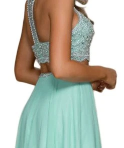 Formal Gowns Nox Anabel - G095 Two Piece Beaded Halter Chiffon A-line Dress 12 Formal Gowns Nox Anabel - G095 Two Piece Beaded Halter Chiffon A-line Dress