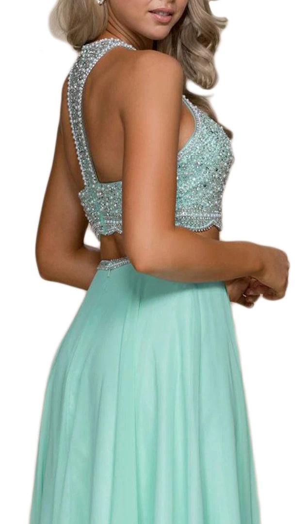Formal Gowns Nox Anabel - G095 Two Piece Beaded Halter Chiffon A-line Dress 6 Formal Gowns Nox Anabel - G095 Two Piece Beaded Halter Chiffon A-line Dress