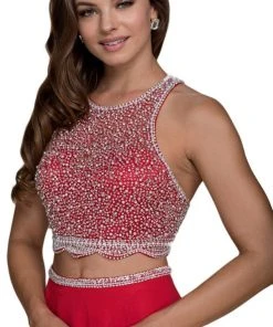 Formal Gowns Nox Anabel - G095 Two Piece Beaded Halter Chiffon A-line Dress 15 Formal Gowns Nox Anabel - G095 Two Piece Beaded Halter Chiffon A-line Dress