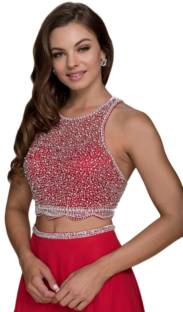 Formal Gowns Nox Anabel - G095 Two Piece Beaded Halter Chiffon A-line Dress 9 Formal Gowns Nox Anabel - G095 Two Piece Beaded Halter Chiffon A-line Dress