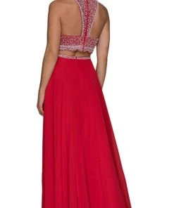 Formal Gowns Nox Anabel - G095 Two Piece Beaded Halter Chiffon A-line Dress 14 Formal Gowns Nox Anabel - G095 Two Piece Beaded Halter Chiffon A-line Dress