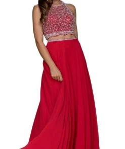 Formal Gowns Nox Anabel - G095 Two Piece Beaded Halter Chiffon A-line Dress 13 Formal Gowns Nox Anabel - G095 Two Piece Beaded Halter Chiffon A-line Dress