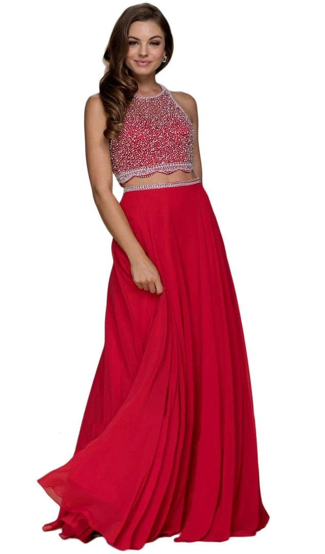 Formal Gowns Nox Anabel - G095 Two Piece Beaded Halter Chiffon A-line Dress 7 Formal Gowns Nox Anabel - G095 Two Piece Beaded Halter Chiffon A-line Dress