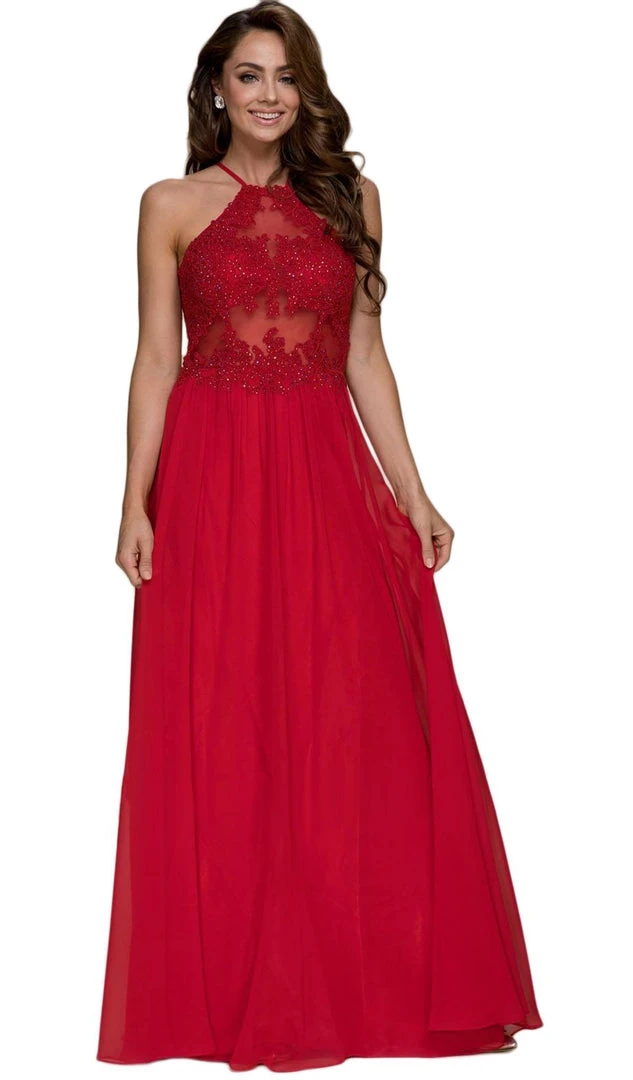 Formal Gowns Nox Anabel - G096 Beaded Lace Halter Chiffon A-line Dress 7 Formal Gowns Nox Anabel - G096 Beaded Lace Halter Chiffon A-line Dress