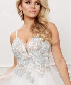 Formal Gowns Nox Anabel - G445 V Neck A-Line Dress With Side Slit 9 Formal Gowns Nox Anabel - G445 V Neck A-Line Dress With Side Slit