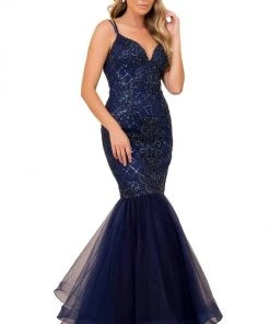 Nox Anabel - H399 Crisscross Back Beaded Trumpet Gown
