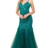 Nox Anabel - H402 Spaghetti Strap Beaded Trumpet Gown