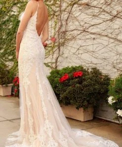 Nox Anabel - H494 Spaghetti Strapped Embroidered Gown Formal Gowns