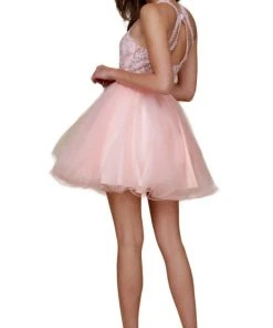 Cocktail Dresses Nox Anabel - Jewel Lace Applique A-Line Cocktail Dress B652