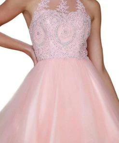 Cocktail Dresses Nox Anabel - Jewel Lace Applique A-Line Cocktail Dress B652