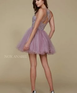 Cocktail Dresses Nox Anabel - Jewel Lace Applique A-Line Cocktail Dress B652