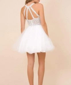 Cocktail Dresses Nox Anabel - Jewel Lace Applique A-Line Cocktail Dress B652