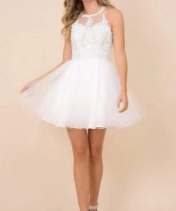 Cocktail Dresses Nox Anabel - Jewel Lace Applique A-Line Cocktail Dress B652