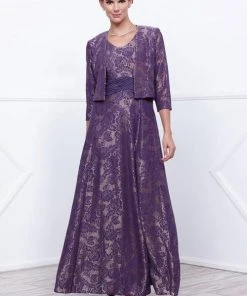 Nox Anabel - Lace Embroidered A-line Dress With Jacket 5139