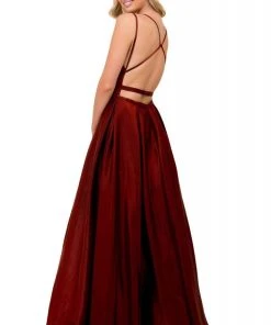 Formal Gowns Nox Anabel - M412 Pleated Plunging Bodice A-Line Dress 7 Formal Gowns Nox Anabel - M412 Pleated Plunging Bodice A-Line Dress