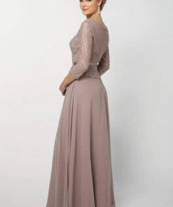 Nox Anabel - M520 Lace Quarter Length Sleeve Bateau A-line Dress Formal Gowns 14 Nox Anabel - M520 Lace Quarter Length Sleeve Bateau A-line Dress Formal Gowns