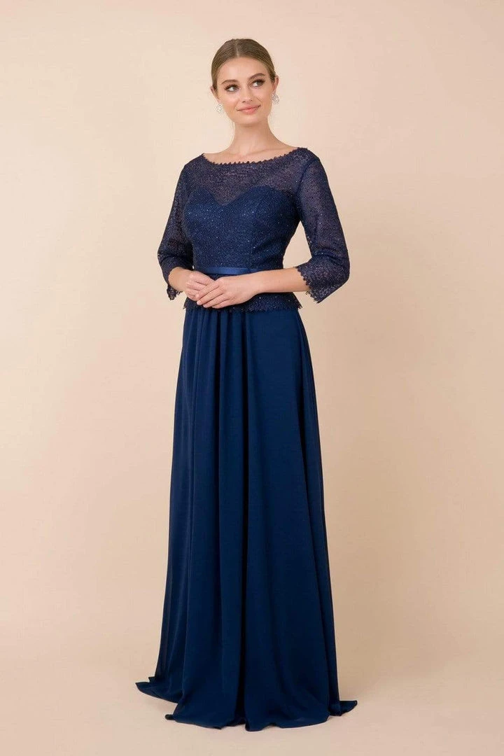 Nox Anabel - M520 Lace Quarter Length Sleeve Bateau A-line Dress Formal Gowns 6 Nox Anabel - M520 Lace Quarter Length Sleeve Bateau A-line Dress Formal Gowns