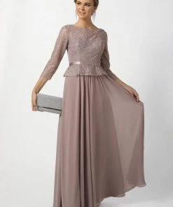 Nox Anabel - M520 Lace Quarter Length Sleeve Bateau A-line Dress Formal Gowns 15 Nox Anabel - M520 Lace Quarter Length Sleeve Bateau A-line Dress Formal Gowns