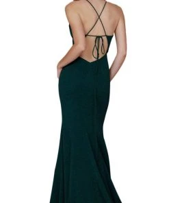 Formal Gowns Nox Anabel - N160 Plunging V-Neck Strappy Low Cut Gown