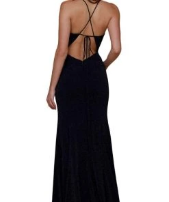 Formal Gowns Nox Anabel - N160 Plunging V-Neck Strappy Low Cut Gown 13 Formal Gowns Nox Anabel - N160 Plunging V-Neck Strappy Low Cut Gown