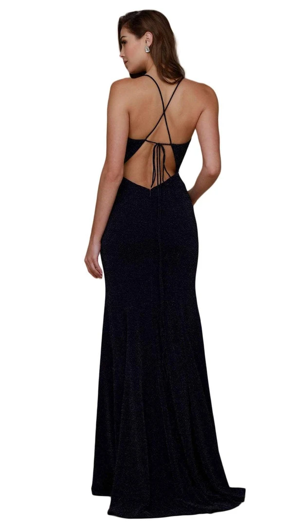 Formal Gowns Nox Anabel - N160 Plunging V-Neck Strappy Low Cut Gown 8 Formal Gowns Nox Anabel - N160 Plunging V-Neck Strappy Low Cut Gown