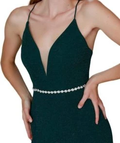 Formal Gowns Nox Anabel - N160 Plunging V-Neck Strappy Low Cut Gown 10 Formal Gowns Nox Anabel - N160 Plunging V-Neck Strappy Low Cut Gown