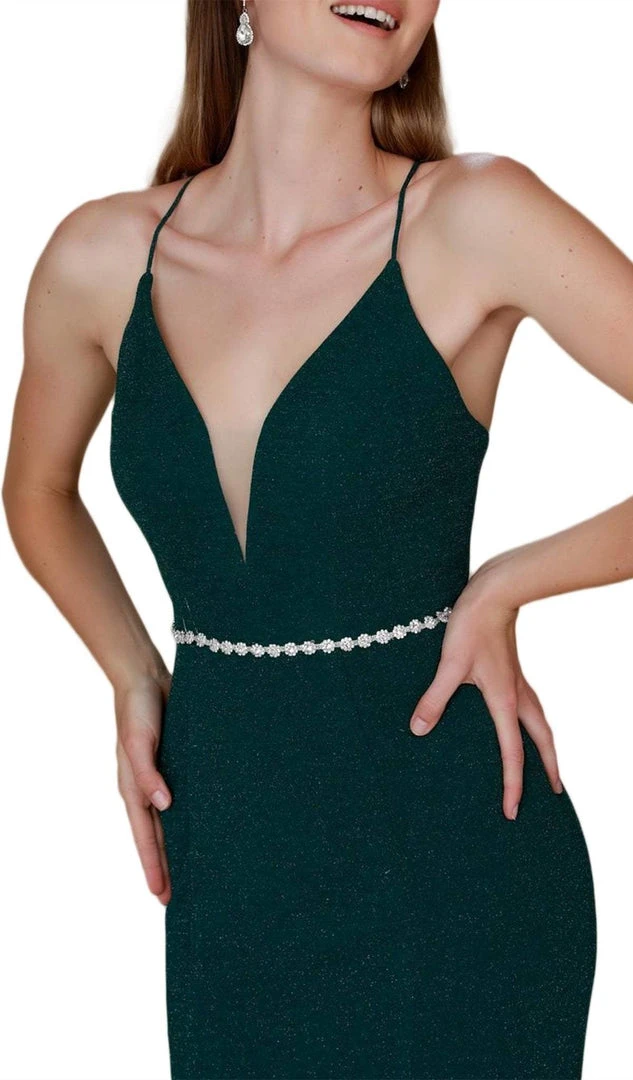 Formal Gowns Nox Anabel - N160 Plunging V-Neck Strappy Low Cut Gown 5 Formal Gowns Nox Anabel - N160 Plunging V-Neck Strappy Low Cut Gown