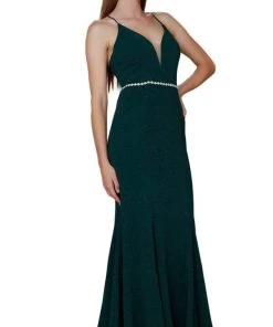 Formal Gowns Nox Anabel - N160 Plunging V-Neck Strappy Low Cut Gown