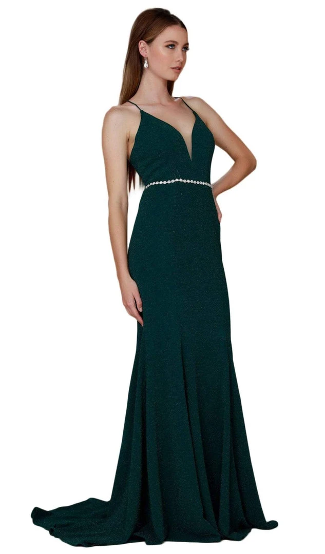 Formal Gowns Nox Anabel - N160 Plunging V-Neck Strappy Low Cut Gown 3 Formal Gowns Nox Anabel - N160 Plunging V-Neck Strappy Low Cut Gown
