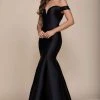 Formal Gowns Nox Anabel Plunge Detailed Off Shoulder Mikado Trumpet Gown C004 - 1 Pc Burgundy In Size XL Available