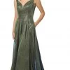 Nox Anabel - R274 Long Iridescent V Neck Gown With Train Formal Gowns 2 Nox Anabel - R274 Long Iridescent V Neck Gown With Train Formal Gowns